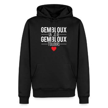 Gembloux un jour gembloux toujours ville belgique - Sweat à capuche Premium bio Homme - noir - Devant - Nico (187cm)