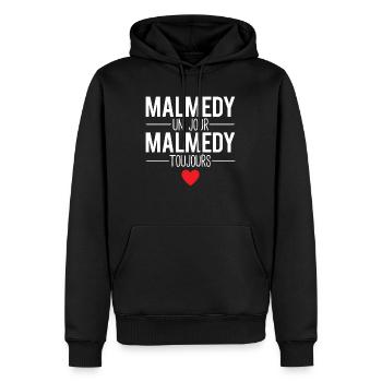 Malmedy un jour malmedy toujours belgique - Sweat à capuche Premium bio Homme - noir - Devant - Nico (187cm)