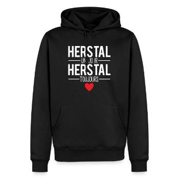 Herstal un jour herstal toujours ville belgique - Sweat à capuche Premium bio Homme - noir - Devant - Nico (187cm)