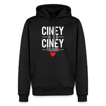Ciney un jour ciney toujours ville belgique - Sweat à capuche Premium bio Homme - noir - Devant - Nico (187cm)