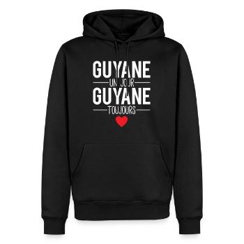Guyanne un jour guyanne toujours - Sweat à capuche Premium bio Homme - noir - Devant - Nico (187cm)
