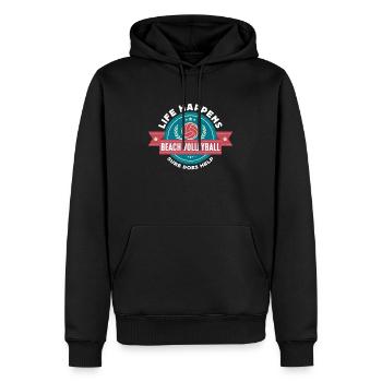 La vie de volleyball de plage arrive joueur de volleyball de plage - Sweat à capuche Premium bio Homme - noir - Devant - Nico (187cm)