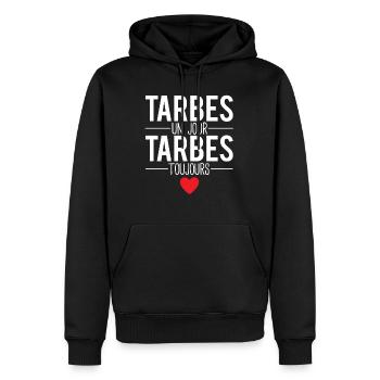 Tarbes un jour tarbes toujours ville france - Sweat à capuche Premium bio Homme - noir - Devant - Nico (187cm)