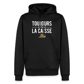 Toujours à fond la caisse retard retardataire - Sweat à capuche Premium bio Homme - noir - Devant - Nico (187cm)