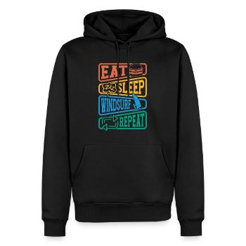 Windsurfing Eat Sleep Windsurf Repeat Water Sports - Männer Premium Bio Hoodie - Schwarz - Vorne - Nico (187cm)