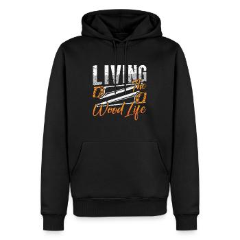 Tournage sur bois Vivre Le bois Artisanat de la vie - Sweat à capuche Premium bio Homme - noir - Devant - Nico (187cm)