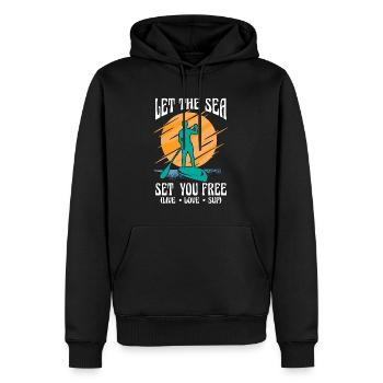 Stand Up Paddle Laissez la mer vous libérer Pagayer - Sweat à capuche Premium bio Homme - noir - Devant - Nico (187cm)