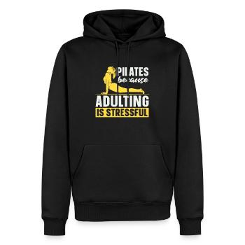 Pilates Because Adulting Is Stressful Reformer - Männer Premium Bio Hoodie - Schwarz - Vorne - Nico (187cm)
