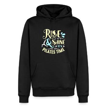 Pilates Rise And Shine It's Pilates Time Reformer - Männer Premium Bio Hoodie - Schwarz - Vorne - Nico (187cm)