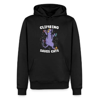 Rock Climbing Saves Cats Loves Mountain Climbing - Männer Premium Bio Hoodie - Schwarz - Vorne - Nico (187cm)