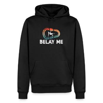 Indoor Climbing Belay Me Retro Boulder Mountaineer - Männer Premium Bio Hoodie - Schwarz - Vorne - Nico (187cm)