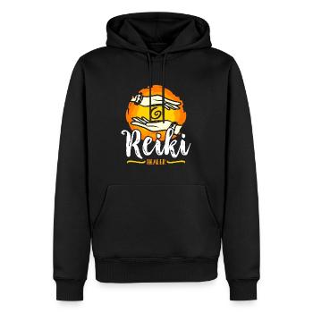 Reiki Guérisseur Méditation Énergie Guérison Spirituelle - Sweat à capuche Premium bio Homme - noir - Devant - Nico (187cm)