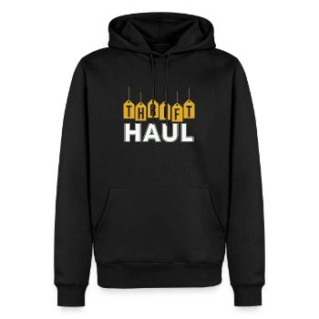 Thrift Shopping Thrift Haul Second Hand Thrifter - Männer Premium Bio Hoodie - Schwarz - Vorne - Nico (187cm)