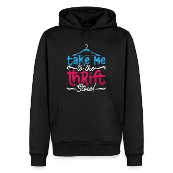 Thrift Shopping Take Me To The Thrift Second Hand - Men’s Premium Organic Hoodie - black - Front - Nico (187cm)