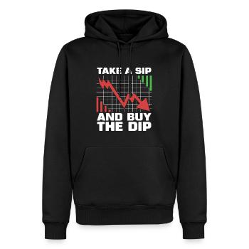 Cryptocurrency Take A Sip And Buy The Dip Trading - Männer Premium Bio Hoodie - Schwarz - Vorne - Nico (187cm)