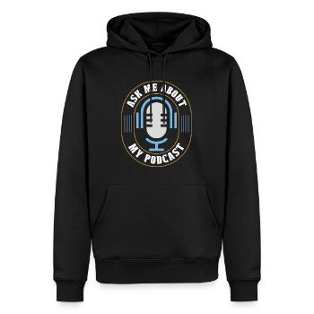 Podcasting Posez-moi des questions sur mon podcast Radio Broadcast - Sweat à capuche Premium bio Homme - noir - Devant - Nico (187cm)