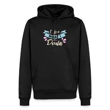 Doula I Love What I Doula Birth Companion Midwives - Männer Premium Bio Hoodie - Schwarz - Vorne - Nico (187cm)