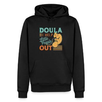 Doula J’aide les petites gens Coach de naissance Sage-femme - Sweat à capuche Premium bio Homme - noir - Devant - Nico (187cm)