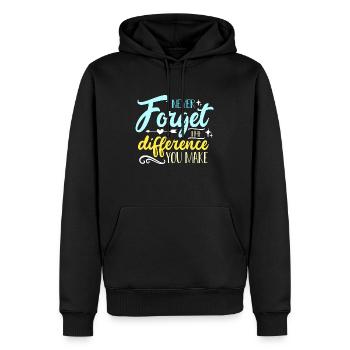 Sage-femme N’oublie jamais la différence que tu fais Doula - Sweat à capuche Premium bio Homme - noir - Devant - Nico (187cm)