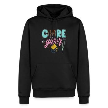 Soignant de garde privé - Sweat à capuche Premium bio Homme - noir - Devant - Nico (187cm)