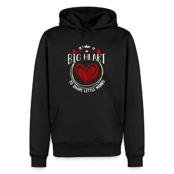 Travailleur en garderie Il faut un grand cœur pour nourrir - Sweat à capuche Premium bio Homme - noir - Devant - Nico (187cm)