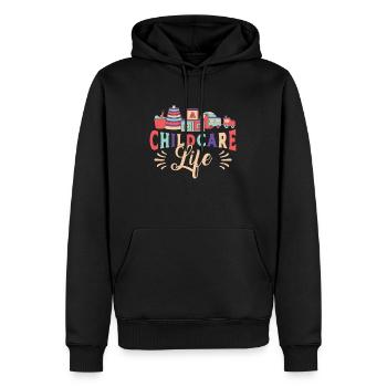 Assistante en garderie Nourricière de vie Gardienne - Sweat à capuche Premium bio Homme - noir - Devant - Nico (187cm)