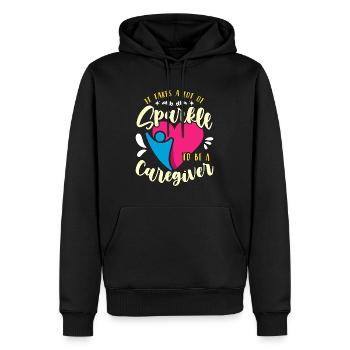 Caregiving It Takes A Lots Of Sparkle To Caretaker - Men’s Premium Organic Hoodie - black - Front - Nico (187cm)