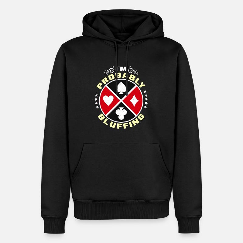 Blackjack classique Je bluffe probablement le jeu - Sweat à capuche Premium bio Homme - noir