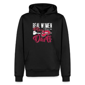 Darts Real Women Play Darts Bullseye Dart Player - Männer Premium Bio Hoodie - Schwarz - Vorne - Nico (187cm)