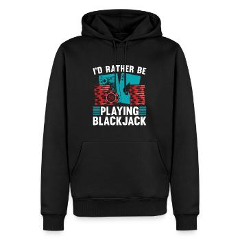 Blackjack classique Je préfère jouer au jeu - Sweat à capuche Premium bio Homme - noir - Devant - Nico (187cm)