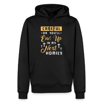 Clergé prudent ou vous finirez par être un clergé prédicateur - Sweat à capuche Premium bio Homme - noir - Devant - Nico (187cm)