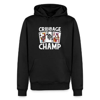 Tournoi Cribbage Champ Loves Playing Cards - Sweat à capuche Premium bio Homme - noir - Devant - Nico (187cm)