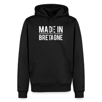 Made in bretagne breton région france - Sweat à capuche Premium bio Homme - noir - Devant - Nico (187cm)