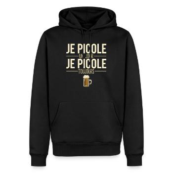 Je picole un jour je picole toujours apéro alcool - Sweat à capuche Premium bio Homme - noir - Devant - Nico (187cm)