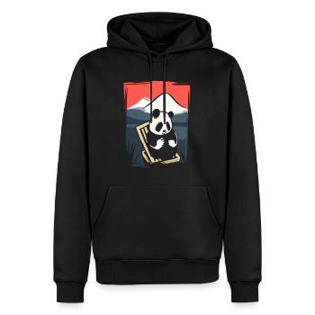 Japanische Rote Sonne: Chillender Panda - Männer Premium Bio Hoodie - Schwarz - Vorne - Nico (187cm)