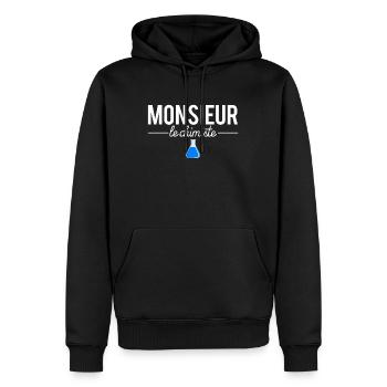 Monsieur le chimiste blague chimie humour - Sweat à capuche Premium bio Homme - noir - Devant - Nico (187cm)
