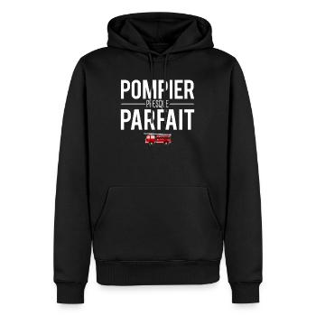 Pompier presque parfait meilleur pompier humour - Sweat à capuche Premium bio Homme - noir - Devant - Nico (187cm)