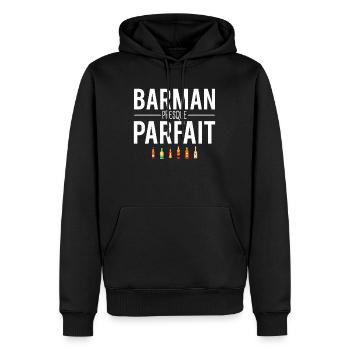 Barman presque parfait métier profession humour - Sweat à capuche Premium bio Homme - noir - Devant - Nico (187cm)
