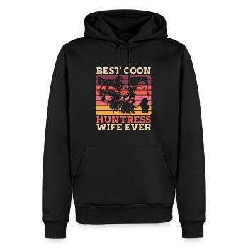 Chasse au raton laveur Meilleur chasseur de coon Femme Chasse au coon - Sweat à capuche Premium bio Homme - noir - Devant - Nico (187cm)
