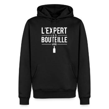 L'expert de la bouteille vide alcool apéro humour - Sweat à capuche Premium bio Homme - noir - Devant - Nico (187cm)