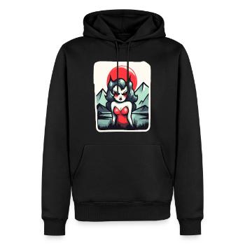Japans Rote Sonne: Die Berg-Hexe - Männer Premium Bio Hoodie - Schwarz - Vorne - Nico (187cm)