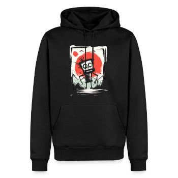 JAPANs Rote Sonne: Ein Müll Roboter - Männer Premium Bio Hoodie - Schwarz - Vorne - Nico (187cm)
