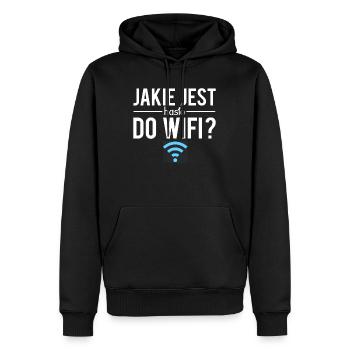 Jakie jest haslo do wifi polonais humour - Sweat à capuche Premium bio Homme - noir - Devant - Nico (187cm)