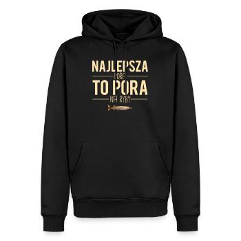 Najlepsza pora to pora na ryby prezent dla rybaka - Sweat à capuche Premium bio Homme - noir - Devant - Nico (187cm)