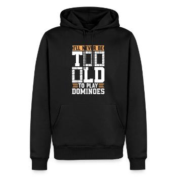 Dominos Je ne serai jamais trop vieux pour jouer à la tuile de jeu - Sweat à capuche Premium bio Homme - noir - Devant - Nico (187cm)
