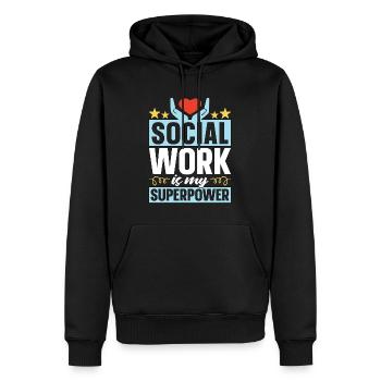 Le travail social est mon assistant de superpuissance - Sweat à capuche Premium bio Homme - noir - Devant - Nico (187cm)