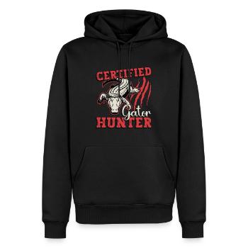 Chasse aux alligators Chasse aux alligators certifiée - Sweat à capuche Premium bio Homme - noir - Devant - Nico (187cm)