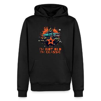 Ich bin nicht alt, ich bin ein Klassiker: Oldtimer - Männer Premium Bio Hoodie - Schwarz - Vorne - Nico (187cm)