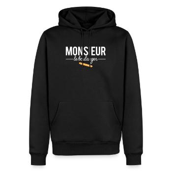 Monsieur le boulanger meilleur boulanger humour - Sweat à capuche Premium bio Homme - noir - Devant - Nico (187cm)
