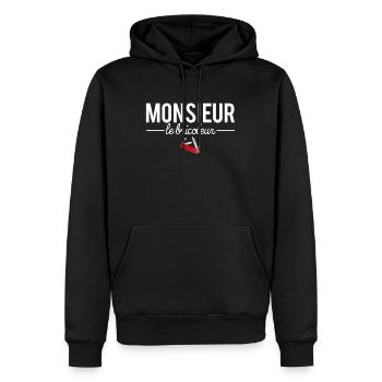 Monsieur le bricoleur réparer bricolage humour - Sweat à capuche Premium bio Homme - noir - Devant - Nico (187cm)